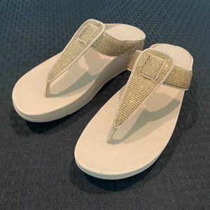 Fitflop Isabelle flip-flops in vintage gold with rhinestones